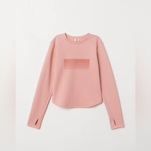 H&M Dusty Pink Long Sleeve Jersey Sweatshirt Crew Neck w Thumbholes Active Top✨